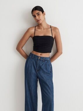 Madewell Poplin Crop Tube Top 2 Black